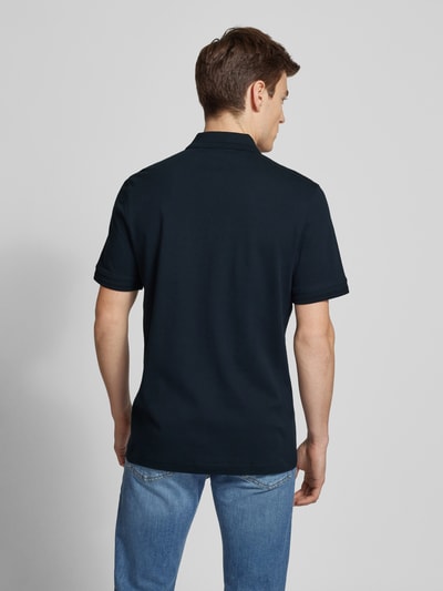 BOSS Orange Regular fit poloshirt met labelstitching, model 'Interlock' Donkerblauw - 5