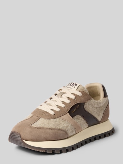 Produktfoto, Sneaker aus Leder-Mix Modell 'Caffay' von GANT in Beige und Braun mit unterschiedlichen Texturen, Damen Sneaker von GANT.