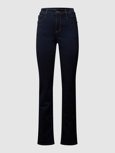 MAC Straight fit jeans met labelpatch, model 'Angela' Marineblauw - 2