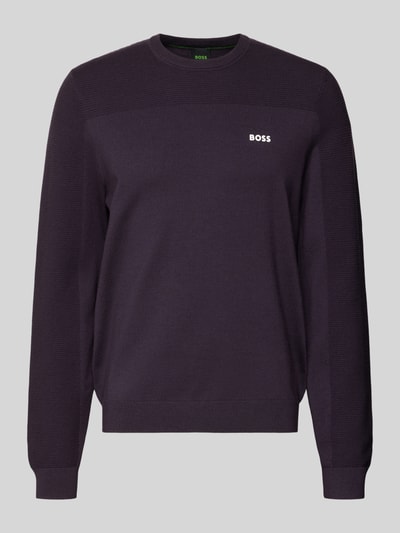 BOSS Green Regular Fit Strickpullover mit Woll-Anteil Modell 'MOMENTUM' Purple 2