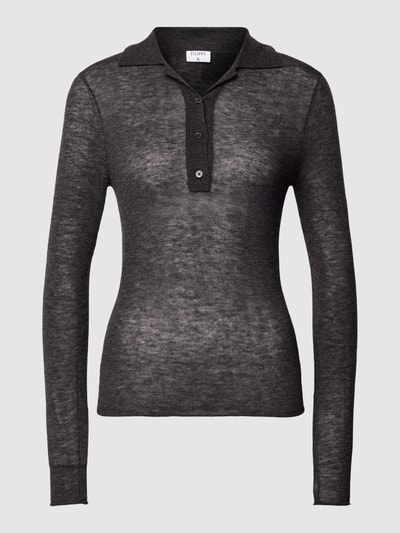 Filippa K Longsleeve mit Umlegekragen Anthrazit 2