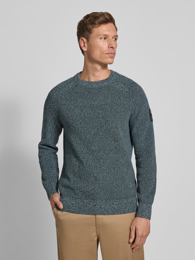 Tom Tailor Denim Regular fit gebreide pullover van zuiver katoen Donkergroen gemêleerd - 4