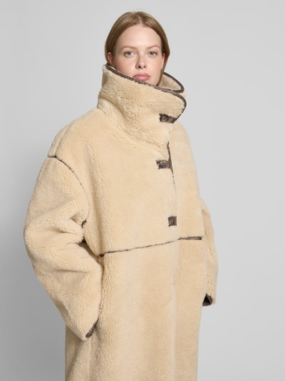 WITHBLACK Lange jas met imitatiebont Zand - 3