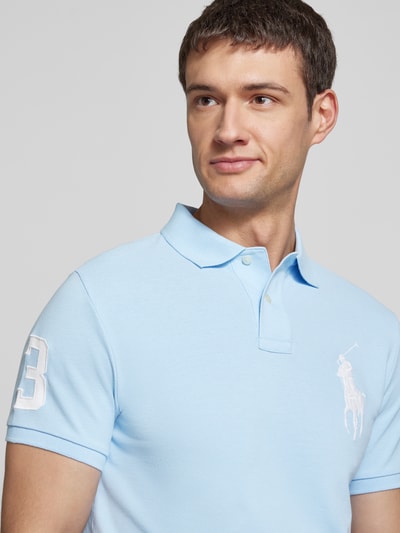 Polo Ralph Lauren Regular Fit Poloshirt mit Label-Stitching Hellblau 3