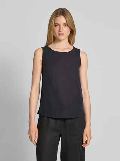 Christian Berg Woman Leinentop mit Rundhalsausschnitt Black 4