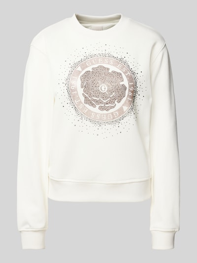 Guess Sweatshirt mit gerippten Abschlüssen Offwhite 2