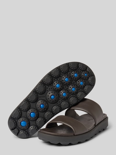 Geox Slippers van leer met profielzool Donkerbruin - 4