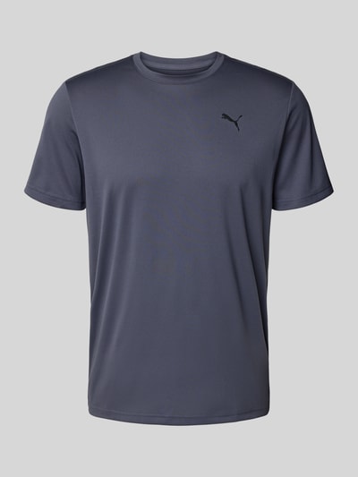 Produktfoto, Regular Fit T-Shirt mit Logo-Print Modell 'Solid' von PUMA PERFORMANCE in Dunkelgrau, glatte Oberfläche, Rundhalsausschnitt, Herren T-Shirt