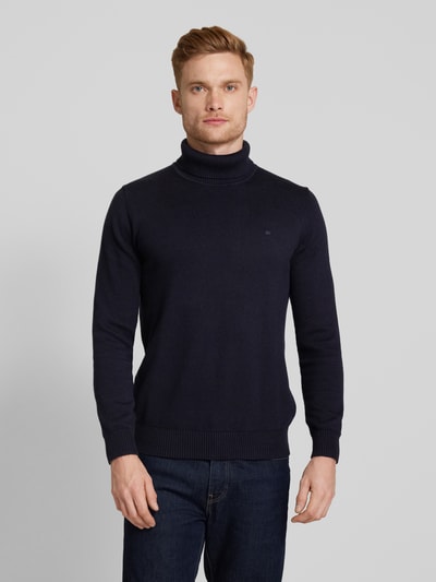 Christian Berg Men Rollkragenpullover mit Woll-Anteil und Label-Stitching Marine 4