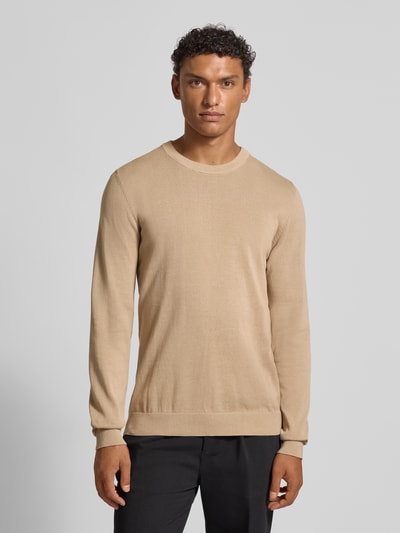 Casual Friday Strickpullover mit Rundhalsausschnitt Modell 'OSVALD' Beige 4