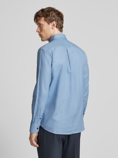 Fynch-Hatton Freizeithemd mit Button-Down-Kragen Modell 'Herringbone' Hellblau 5