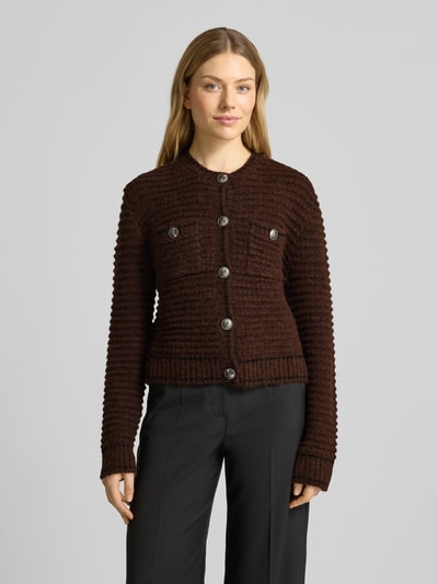 Gestuz Gebreid jack met knoopsluiting, model 'cleana' Donkerbruin - 4