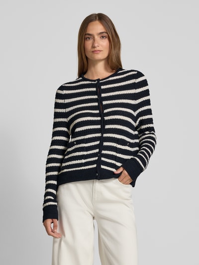 ZABAIONE Gebreid jack met ronde hals, model 'Su44nny' Marineblauw - 4