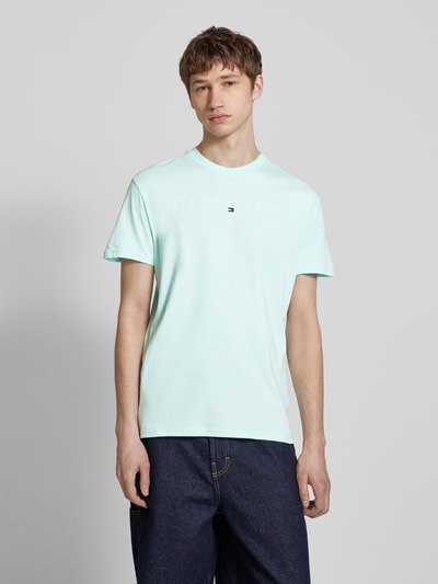 Tommy Jeans Regular fit T-shirt van puur katoen met labelstitching Turquoise - 4