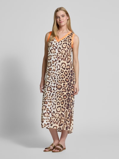 Emily Van den Bergh Midikleid mit V-Ausschnitt Beige 1