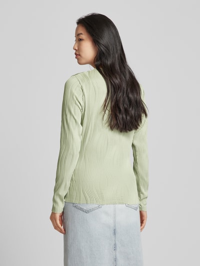 Vila Shirt met lange mouwen en structuurmotief, model 'NIRA' Rietgroen - 5