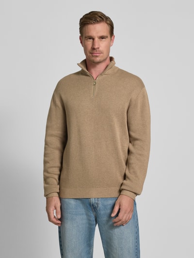 Jack & Jones Premium Schipperstrui met labeldetail, model 'MILANO' Taupe gemêleerd - 4