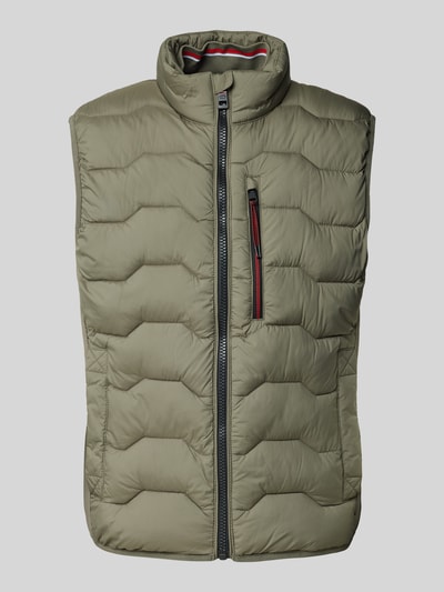 Tom Tailor Regular fit bodywarmer met borstzak met rits Olijfgroen - 2