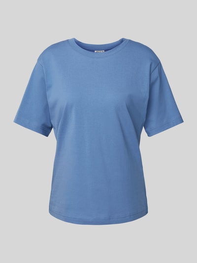 Jake*s Casual T-Shirt mit geripptem Rundhalsausschnitt Rauchblau 1