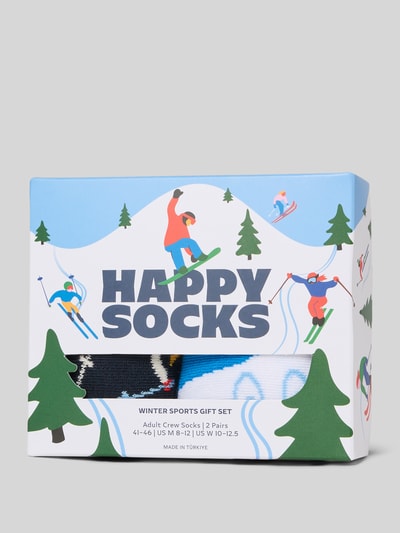 Happy Socks Sokken met labelprint in een set van 2 paar Wit - 3