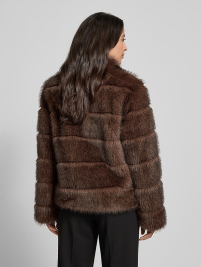 PETITE M. Regular fit jack van imitatiebont Donkerbruin - 5