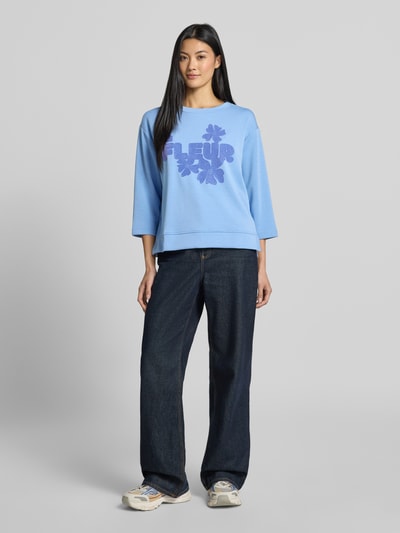 Milano Italy Bluza z mieszanki modalu z rękaw o dł. 3/4 Błękitny 1