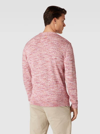 Colours & Sons Sweter z dzianiny z detalem z logo model ‘MOULINÉ’ Mocnoróżowy 5