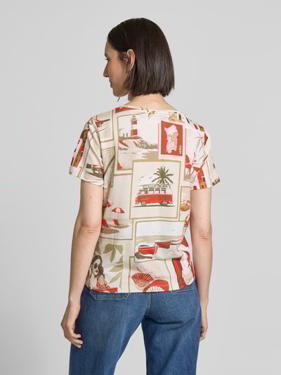 monari T-Shirt mit geripptem Rundhalsausschnitt Hellrot 5