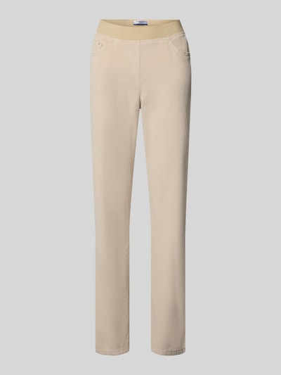 Produktfoto, Slim Fit Jeans aus Baumwoll-Viskose-Mix Modell 'Pamina' von Raphaela By Brax in Beige mit glatter Oberfläche, Damen Straight Fit Jeans