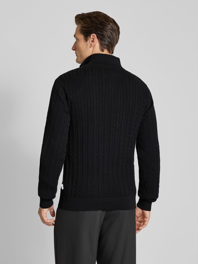 Lindbergh Troyer mit Zopfmuster und Label-Detail Black 5