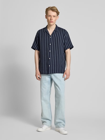 Jack & Jones Relaxed Fit Freizeithemd mit Umlegekragen Marine 1
