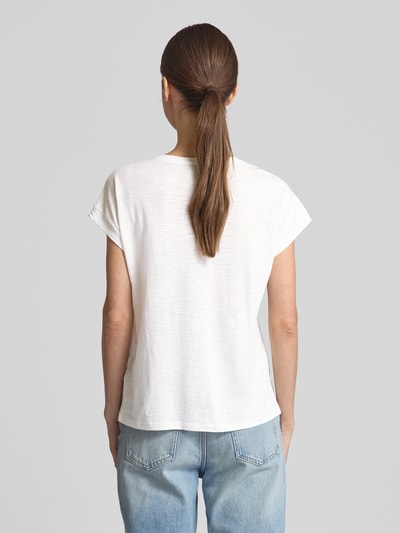 monari T-shirt met geribde ronde hals Offwhite - 5