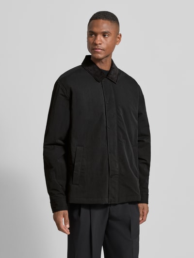 BOSS Orange Regular Fit Jacke mit Cord-Kragen Modell 'LEIDON-ZIP_M' Black 4