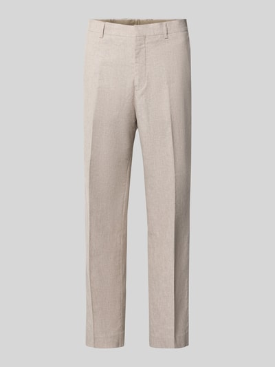 Productfoto, Straight Fit broek uit linnenmix Model 'Wesley' van Matinique in beige met persplooien, gulp, achterzakken, haak- en ritssluiting, bandwijdte maat 50: 46 cm, binnenbeenlengte maat 50: 79 cm