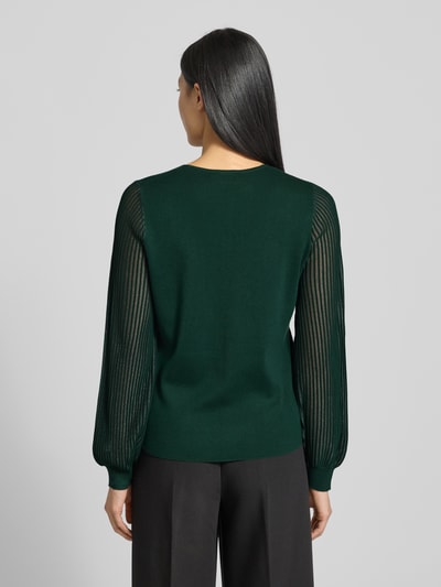 s.Oliver BLACK LABEL Sweter o kroju regular fit z półprzezroczystymi, bufiastymi rękawami Zielony 5