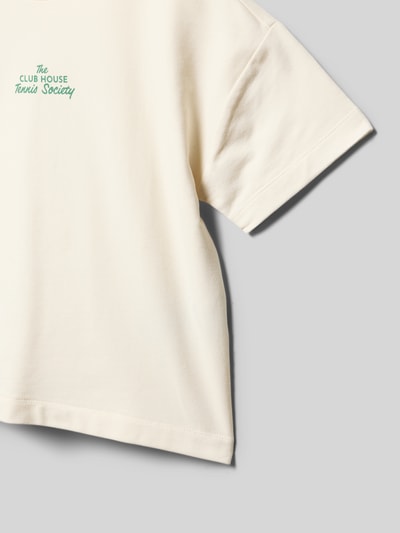 Productfoto, Regular Fit T-shirt uit katoenmix van s.Oliver RED LABEL, look: effen kleuren, motiefprint, ronde hals, korte mouw, puur katoen
