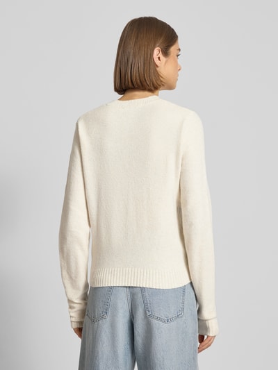 Review Nauwsluitende gebreide pullover met ronde hals Offwhite gemêleerd - 5