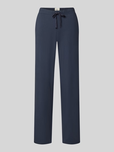 Produktfoto, Wide Fit Pyjama-Hose aus Baumwoll-Mix von Schiesser in Dunkelblau, elastischer Bund, Tunnelzug, glatte Oberfläche