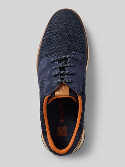 Produktfoto, Schnürschuhe aus Leder-Mix Modell 'Don' von bugatti in Dunkelblau mit abgerundeter Passform, Logo-Detail, Absatzhöhe 4 cm, Schafthöhe 7 cm, Schaftweite 7 cm, fein strukturierte Oberfläche, für Herren