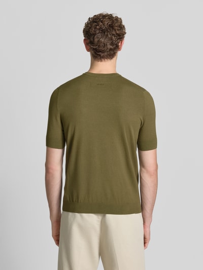 HUGO t-shirt o kroju slim fit z drobnego splotu model 'SAN CARL-CV' Oliwkowy 5