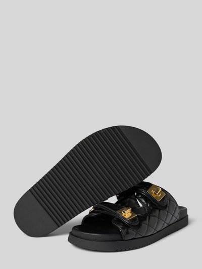 Steve Madden Slippers van leer met klittenband, model 'SCHMONA' Zwart - 4