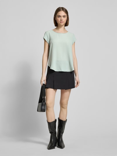 Only Loose fit blouse met korte mouwen in crêpelook, model 'VIC' Mintgroen - 1