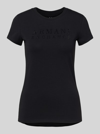 ARMANI EXCHANGE T-shirt z detalem z logo Czarny 2