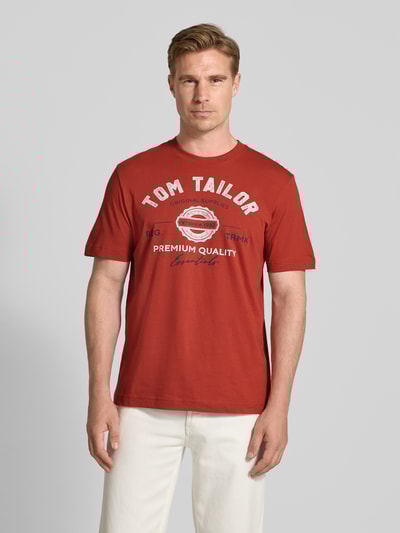 Tom Tailor Regular Fit T-Shirt aus reiner Baumwolle Dunkelrot 4
