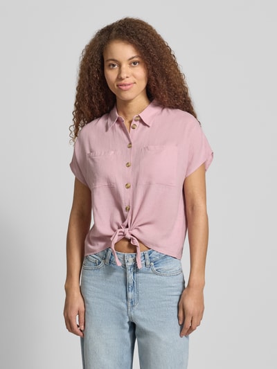PIECES Regular Fit Hemdbluse aus Viskose-Leinen-Mix Modell 'PIA' Rosa 4