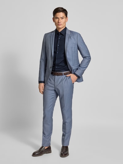 BOSS Regular Fit Businesshemd mit Strukturmuster Marine 1