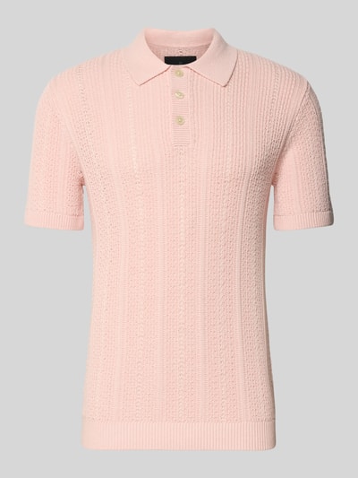 Produktfoto, Slim Fit Poloshirt mit Knopfleiste von Jack & Jones Premium, bawełniany miks, krój slim fit, kołnierzyk polo, kolor jasnoróżowy