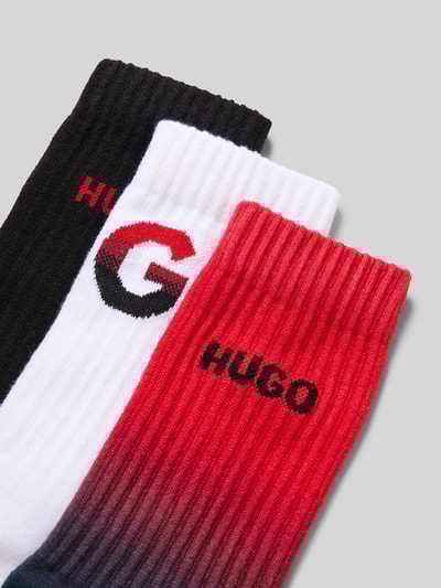 HUGO Socken mit Label-Schriftzug im 3er-Pack Modell 'RIB RISING' Rot 2