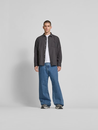 Wood Wood Relaxed Fit Freizeithemd mit Brusttasche Mittelgrau 1