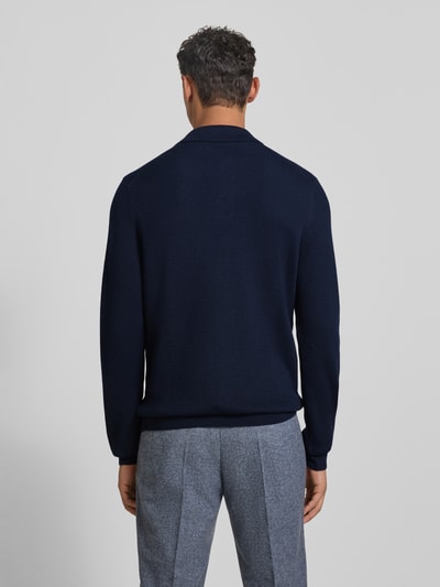 GRAN SASSO Gebreide pullover van scheerwol met platte kraag en V-hals Marineblauw - 5